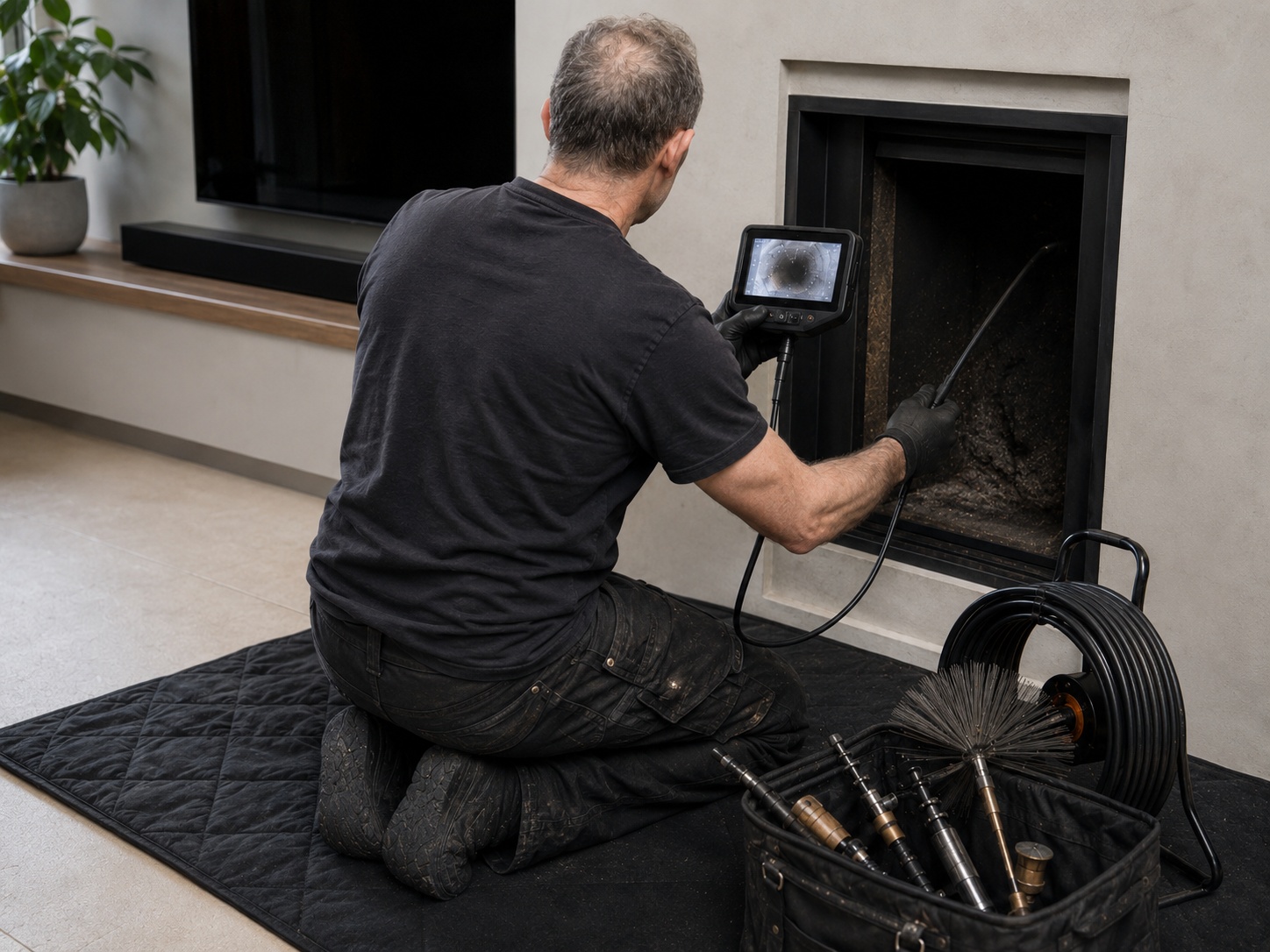 Camera-inspectie van een rookkanaal